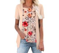 Cocila Leinenbluse Damen Elegante 3/4 Arm Rüschenbluse Zweiteiler Tops Trendy 2025 Übergröße Shirts Tuniken Lässige Kurzarm Square Neck Blusen Festlich (Red, XXL) Tunika Bluse Boho Kaschierende