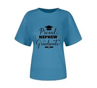 Cocila Leinenbluse Damen Sommer Shirts Abschlusssaison-Druck Damen Casual Daily Kurzarm-Top T-Shirt Rundhals Engel Flügel Schwarz Damen (Sky Blue, M)