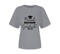 Cocila Leinenbluse Damen Sommer Shirts Abschlusssaison-Druck Damen Casual Daily Kurzarm-Top T-Shirt Rundhals Engel Flügel Schwarz Damen (Grey, L)