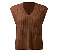 Cocila Pullunder Damen Ärmellos V Ausschnitt Strickweste Tank Top Weste Strick Casual Pullunder Sweater Weste Sweatshirt Herbst Freizeit Tops