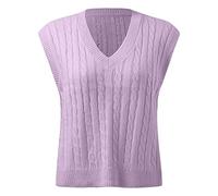 Cocila Pullunder Damen Ärmellos V Ausschnitt Strickweste Tank Top Weste Strick Casual Pullunder Sweater Weste Sweatshirt Herbst Freizeit Tops