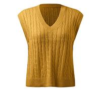 Cocila Pullunder Damen Ärmellos V Ausschnitt Strickweste Tank Top Weste Strick Casual Pullunder Sweater Weste Sweatshirt Herbst Freizeit Tops