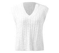 Cocila Pullunder Damen Ärmellos V Ausschnitt Strickweste Tank Top Weste Strick Casual Pullunder Sweater Weste Sweatshirt Herbst Freizeit Tops