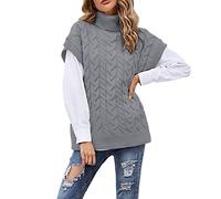 Cocila Pullunder Damen Ärmellos V Ausschnitt Strickweste Tank Top Weste Strick Top Sweater Weste Sweatshirt Herbst Freizeit Tops