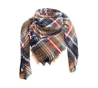 Cocila Real Schal Damen-Winter-Schal, klassischer Quasten-Plaid-Schal, warmer, weicher, dicker, großer Kuschelschal Schal Herren Dunkelgrau Sportschal Damen Winter Kaschmir Stola Dunkelblau