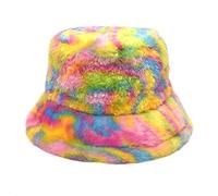 Cocila Retro Fischerhüte Hip Hop Bucket Hat Fishermans Damen Und Winter Tie Dye Verdickte Warme Imitation Kaninchen Samt Bassin Hut Sonnenhut Buckelt (Red, One Size) Sonnenhüte Für Herren Sommer