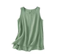 Cocila Sommer Sexy Ärmelloses Tank Top Damen Linen Tops for Women Sleeveless Neck Tanks Baggy Loose Fit Comfort Breathable Shirts Trending Totenkopf (Green, XXL/4) Baumwolle Party Gelb Rotes Für