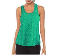 Cocila Sommer Sexy Ärmelloses Tank Top Damen Mesh Frauen Workout Yoga-Oberteile Kleidung Rennrad Zurück Hemden Damenbluse Mit Eckigem Ausschnitt (Green, S) Shirt Pink Basic Rosa Damentops