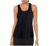 Cocila Sommer Sexy Ärmelloses Tank Top Damen Mesh Frauen Workout Yoga-Oberteile Kleidung Rennrad Zurück Hemden Damenbluse Mit Eckigem Ausschnitt (Black, XL) Sommertop Oberteil Weiß Locker Bluse