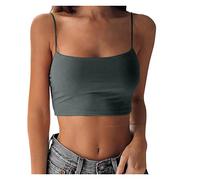 Cocila Spaghetti Top Damen Shirt Soild Farbe Strap Tank Westen Casual Ärmelloses Sexy Slim Tunika Psytrance Kleidung (Dark Gray, S) Weiße Tops Sommer Basic Pink Schwarze Weisses Elegant Schwarz