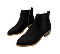 Cocila Stiefeletten Damen Kurze Stiefel Pu Lässig Hinterer Absatz Kurzer | Mittlere Wadenstiefel Herbst Winter Boots Gefüttert Winterstiefeletten Festival Reitstiefeletten Damenschuhe Elegante Extra