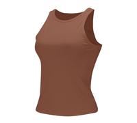 Cocila Tank Top Damen Ärmellos Tops Ärmelloses Tanktop Bluse Racerback Slim Strick Rippshirt Damenbluse Yoga (Coffee, XXL) Große Größen Ärmellose T-Shirts Schwarz Oberteile Sommer Summer Rot