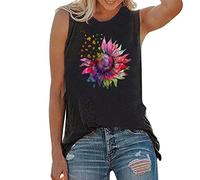 Cocila Tank Top Damen Ärmellos Tops Frauen Grafik Drucken T-Shirts Ärmellose Töpfe Bluse O-Ausschnitt Damenbluse Für T Shirt V Ausschnitt (Black, M) Sommer Tanktop Weiß Basic Party Feinripp