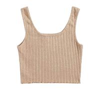 Cocila Tank Top Damen Sommer Hemden Frauen Ernte Pulli Weste Feste Töpfe Ärmellose Damenbluse Kleid Rückenfrei Sexy (Beige, XL) Weißes Oberteile Bordeaux Weiße Tops Pink Shirt Ärmellos Große