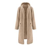 Cocila Übergang Mantel Damen Damen Winter-Cardigan-Jacke mit langen Ärmeln, festem Plüsch-Fleece, vorne offen, mit Kapuze und Taschen Indoor Mantel Damen Damen Mantel Elegant Steppparka Damen Winter