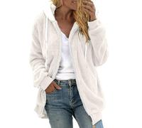 Cocila Winterjacke Damen 50 Lässige -Pulloverjacke mit Kapuze und Reißverschlusstasche Elegant Damen Damen Mantel Elegant Winterparka Damen Lang Trenchcoat Damen Kurz Beige Windstopper Jacke Damen