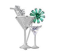 Cocktailbrosche Strass aus Kupfer für Kleid und Revers Weihnachten Feier | Silber Grün, Brosche Anstecknadel, Braut Accessoires, Cocktail Deko Wiederverwendbar