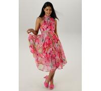 Cocktailkleid ANISTON SELECTED, Damen, Gr. 36, N-Gr, schwarz (pink, rosa, hellpink, kiwigrün, schwarz, gelb), Chiffon, Obermaterial: 100% Polyester. Futter: 100% Polyester, bedruckt, geblümt, figurums