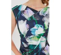 SWING - Cocktailkleid aus bedrucktem Scuba navy / multi - Gr. - 34