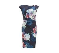 Cocktailkleid aus bedrucktem Scuba Blau 36