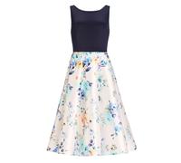 SWING - Cocktailkleid aus bedrucktem Twill mit Scuba Oberteil ivory / multi - Gr. - 42