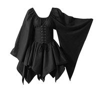 Cocktailkleid Damen Abendkleider Elegant für Hochzeit Festliche Kleider Brautjungfernkleid Cosplay Kostüme Gothic Retro Langarm Korsett Kleid (ZC-Black, XXXXXL)