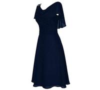 Cocktailkleid Damen Abendkleider Elegante Kleider Damen für Hochzeit Knielang Cocktail Chiffon Spitzen Abendkleid Flügelärmel V-Ausschnitt Hochzeitsgast Kleid Swing A Linie Chiffonkleid