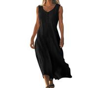 Cocktailkleid Damen Bequem Vintage Cocktailkleider Kleid Festlich Leicht Und Luftig Kleider Taufkleid Slim Fit Gebetskleidung Für Frauen Hochzeitskleider Casual Kleid Damen Sommer Lang(1-Black,XL)