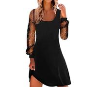 Cocktailkleid Damen Elegant Damen Kleider Blusenkleid 3/4 Ärmel V-Ausschnitt Elegant Kleid Chiffon-Kleider mit A-Linie Party Kleid für hochzeitsgäste Lose Tunika Kleid