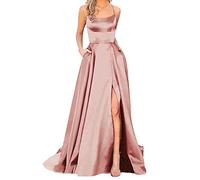 Cocktailkleid Damen Elegant für Hochzeit Lange Abendkleider Abschlusskleider Festlich Kleider Hochzeitsgast Satin Abendkleid Ballkleider Brautkleid Große Größen Blau Weiße Grün Schwarz Rotes