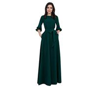 Cocktailkleid Damen Kleider Partykleid Oversize Vintage Rundhals Cordkleider Langarm Abendkleider Brautkleid mit Gürtel Elegant Maxikleid Cocktailkleid Club Kleid