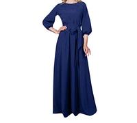 Cocktailkleid Damen Kleider Partykleid Oversize Vintage Rundhals Cordkleider Langarm Abendkleider Brautkleid mit Gürtel Elegant Maxikleid Cocktailkleid Club Kleid