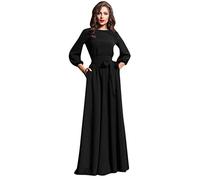 Cocktailkleid Damen Kleider Partykleid Oversize Vintage Rundhals Cordkleider Langarm Abendkleider Brautkleid mit Gürtel Elegant Maxikleid Cocktailkleid Club Kleid