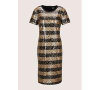 Cocktailkleid MADELEINE "Paillettenkleid Elegantes Shirtkleid im Streifen-Look", Damen, Gr. 34, N-Gr, schwarz (schwarz, multicolor), Obermaterial: 95% Polyester PES. 5% Elasthan EL., Modern, Kleider,