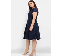 Sheego Cocktailkleid, in Bahnenform 56, Normalgrößen blau Damen Midikleider Kleider Cocktailkleid 56, Normalgrößen marine