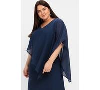 Cocktailkleid SHEEGO "Cocktailkleid", Damen, Gr. 58, Normalgrößen, blau (marine), 100% Polyester, unifarben, knielang, V-Ausschnitt, Kleider (72912719-58) marine