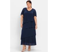 Große Größen: Cocktailkleid im Lagenlook mit Volants, marine, Gr.54
