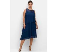 Cocktailkleid SHEEGO "Cocktailkleid", Damen, Gr. 40, Normalgrößen, blau, 100% Polyester, unifarben, lang, Rundhals, Kleider (41016002-40) blau