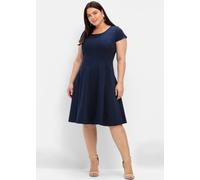 Sheego Cocktailkleid, in Bahnenform 56, Normalgrößen blau Damen Midikleider Kleider Cocktailkleid 56, Normalgrößen marine