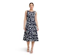 Vera Mont Cocktailkleid mit Print Damen A-Linie kurz U-Boot-Ausschnitt Weiß/Dunkelblau Gr. 46