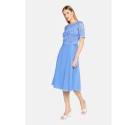 Vera Mont Cocktailkleid mit Spitze, paris blau, Gr. 40, kurz, Rundhals, 100% Polyester