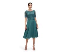 Cocktailkleid VERA MONT "Damen mit Spitze", Damen, Gr. 46, Normalgrößen, grün (schwarz emerald), Obermaterial: 100% Polyester. Futter: 100% Polyester, ausgestellt kurz, Rundhals, Kleider, Spitze (4294