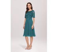Cocktailkleid VERA MONT "Damen mit Spitze", Damen, Gr. 48, Normalgrößen, grün (schwarz emerald), Stoff, Obermaterial: 100% Polyester. Futter: 100% Polyester, ausgestellt kurz, Rundhals, Kleider, Spitz