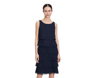 Cocktailkleid VERA MONT "Damen mit Volant", Damen, Gr. 38, Normalgrößen, blau (night sky), Chiffon, Obermaterial: 100% Polyester. Futter: 100% Polyester, festlich, figurumspielend kurz, Rundhals, Klei