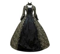 Cocktailkleider für Damen in Übergröße, modisch, im Gothic-Stil, Midikleid, Croset, Lange ausgestellte Ärmel, A-Linie, Partykleid (Black, L)