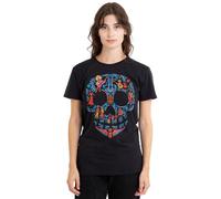 Coco Day of The Dead Skull with Rivera Family Ladies T Shirt, Black, Large