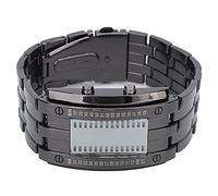 Cocoarm Binäre Uhr für Herren, LED-Digitaluhr mit Binärem Zeitmodus, wasserdichte Quarzuhr, Legierungsmaterial, Helle LEDs für Dunkelheit, Bequemer Doppelverschluss (Waffenfarbe für Männer)