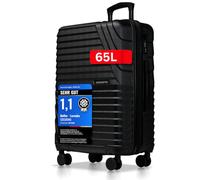 Cocoono Hartschalenkoffer Mittelgroß - 65L - 75L Volumen - 8 Rollen 360° drehbar - Leichter Koffer mit TSA Schloss & Teleskopgestänge - Reisekoffer, Trolley (Schwarz, L)