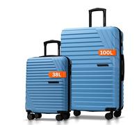 Cocoono Koffer Set 2 Teilig 77cm & Handgepäck Koffer 55x40x20cm in einem Set, Sehr robuste Reisekoffer mit sanften Rollen & TSA Schloss (blau, 2er Set)
