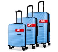 Cocoono Koffer Set 77cm, 68cm, Handgepäck Koffer in einem Set, robuste Reisekoffer mit sanften Rollen & TSA Schloss, Reisekoffer, Trolley (blau)